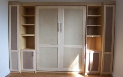 Raised beds with natural wood doors